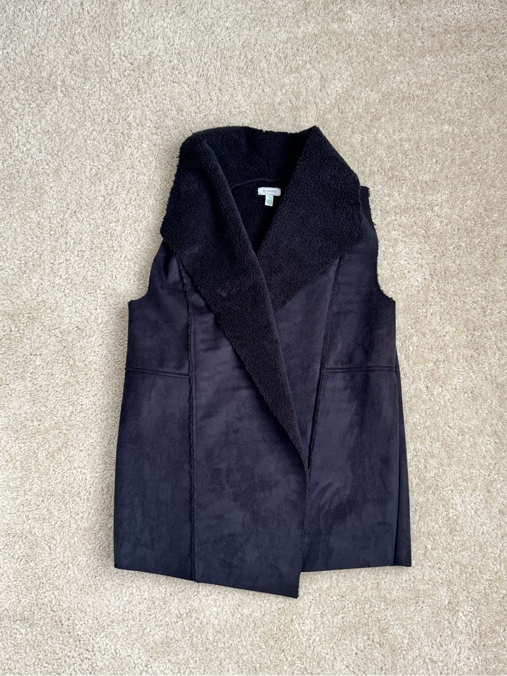 Susina Black Faux-Shearling Sleeveless Vest Size Small - Picture 2 of 5